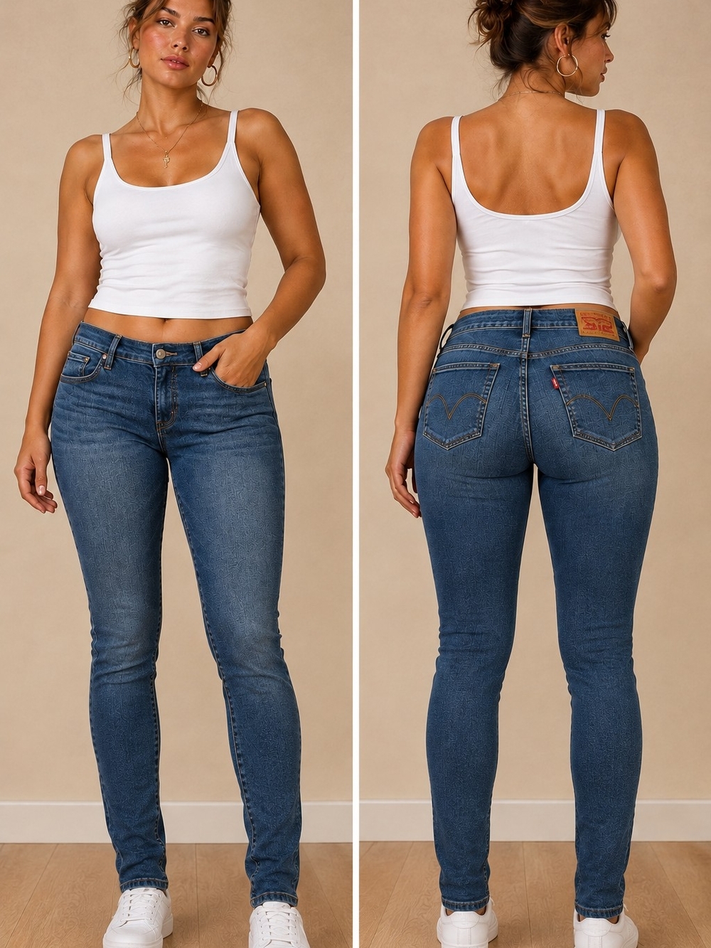Levi's Women's Mid Rise Skinny Jeans in Medium Blue Wash